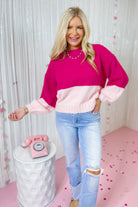 Beatrice Color Block Fuzzy Knit Pullover Sweater - Be You Boutique