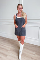 Piper Mineral Washed Overall Denim Dress - Be You Boutique