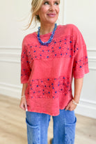 Serene Flower Patch Half Sleeve Top - Be You Boutique