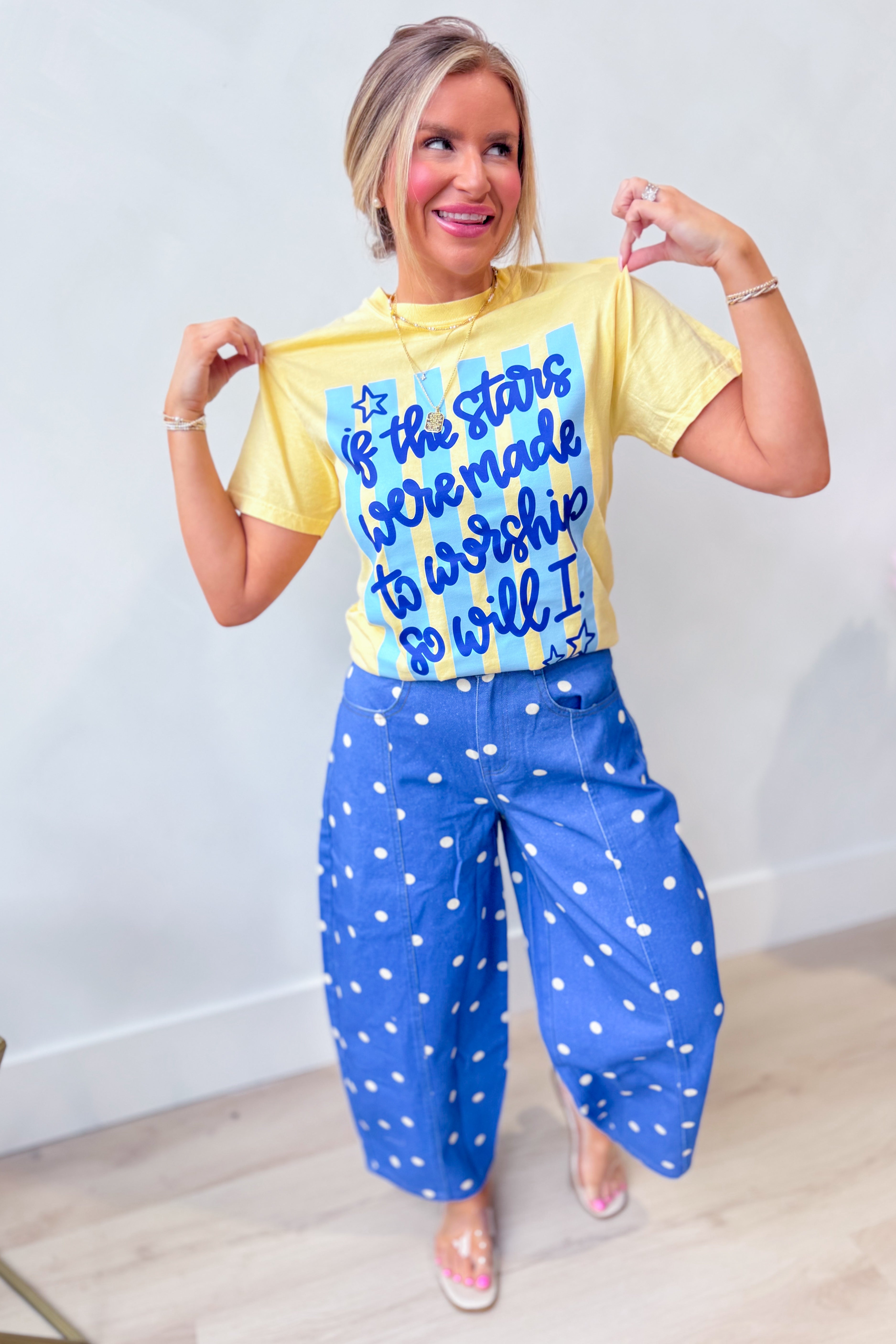 DASH FORWARD Stars Were Made To Worship graphic T-shirt featuring bold star and worship-themed design on black fabric.