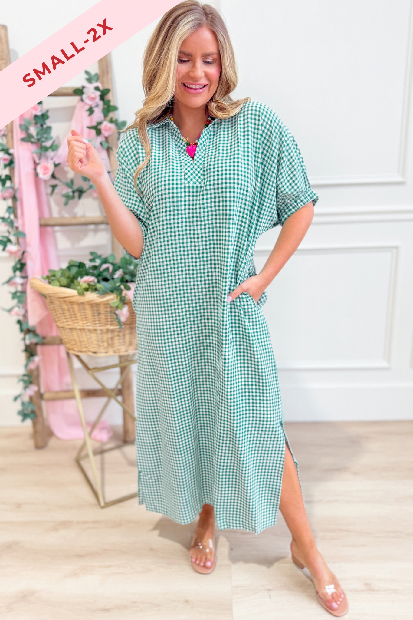 Casi Gingham Checkered Maxi Dress - Be You Boutique