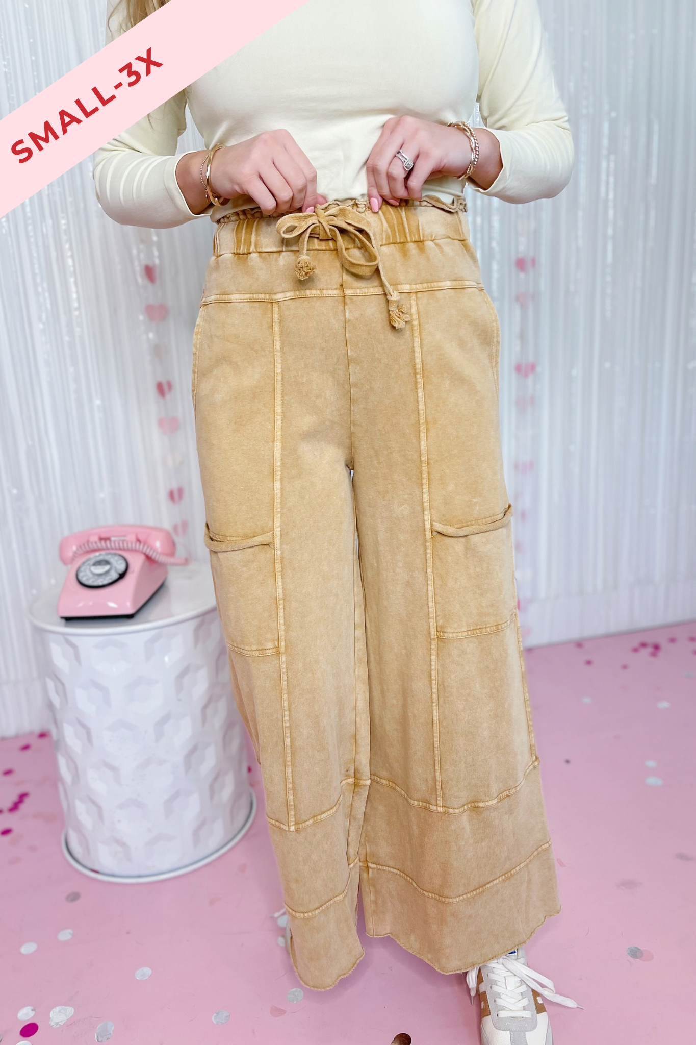 Bradley Mineral Washed Terry Knit Wide Leg Pants [S~3X] - Be You Boutique