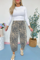 Steffan Leopard Print Washed Twill Barrel Pant - Be You Boutique