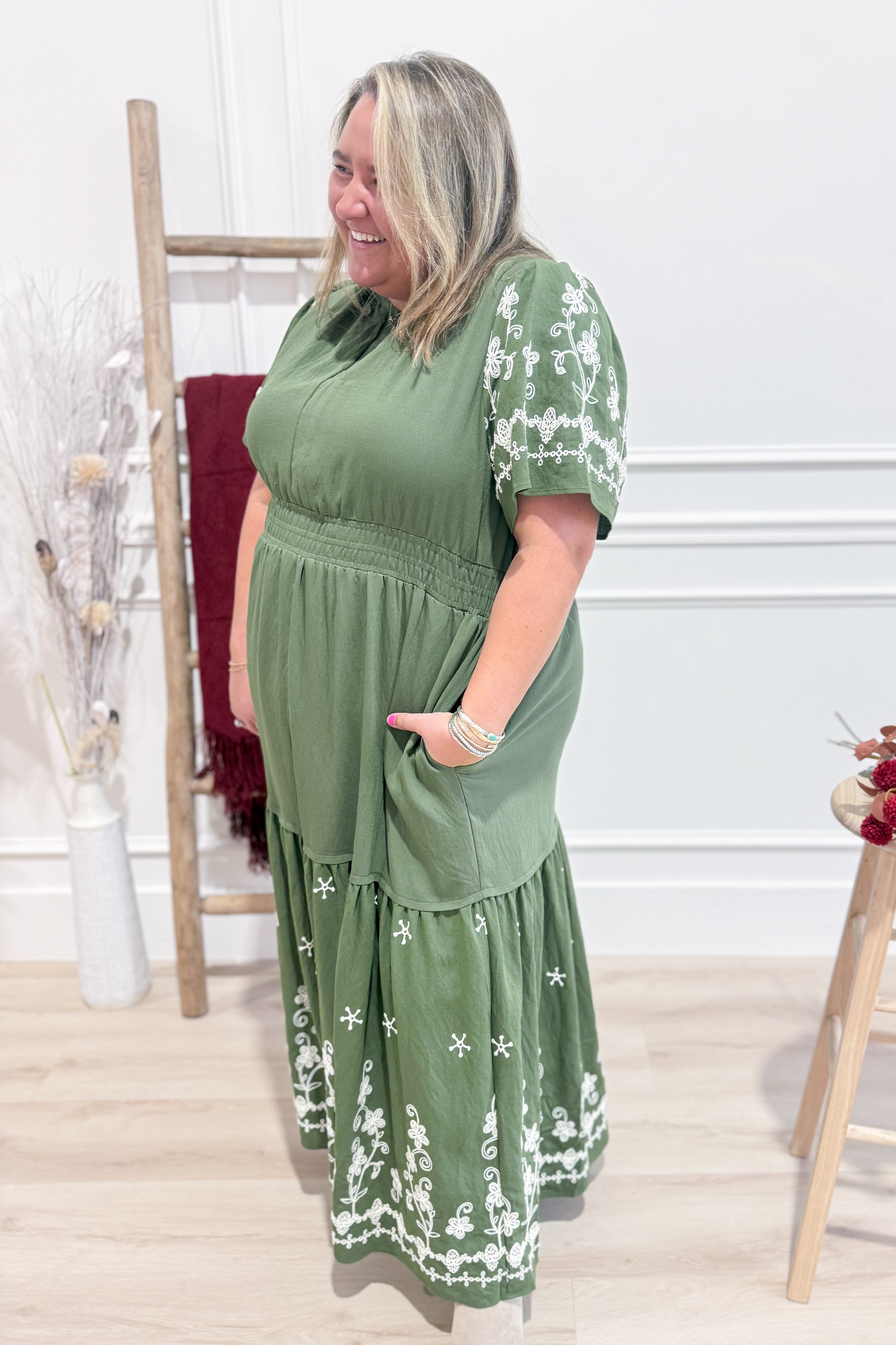 Reagan Embroidery Short Sleeve Dress - Be You Boutique