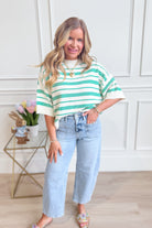 Callie Striped Half Sleeve Knitted Top - Be You Boutique