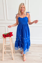 Alaina Embroidered Hem Midi Dress - Be You Boutique