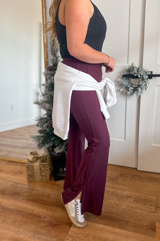 Carrie V Waist Flared Yoga Pants With Pockets - Be You Boutique