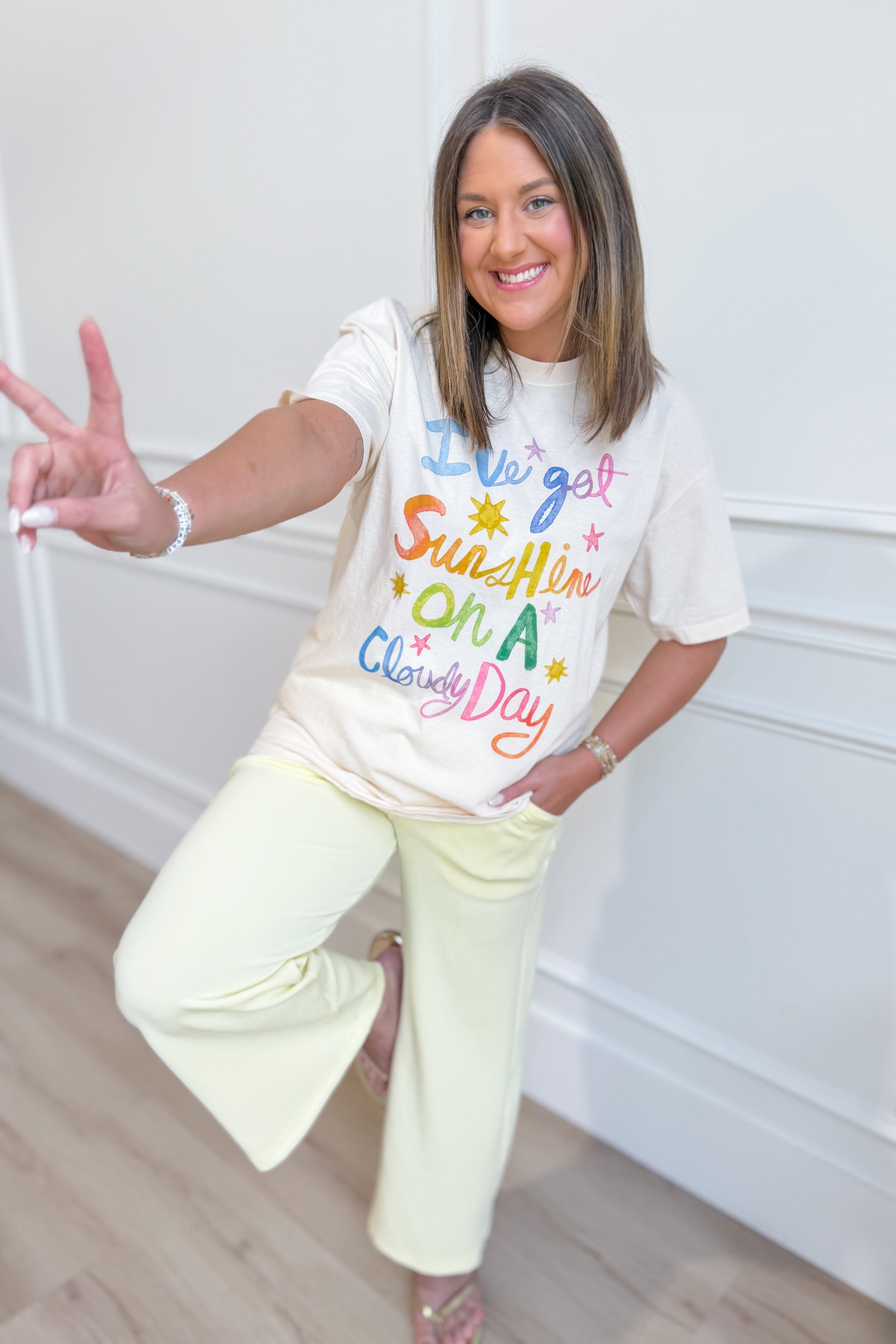 Poppy & Pine Ive Got Sunshine graphic T-shirt featuring bright sunshine and cheerful design on soft cotton fabric.