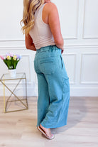EASEL Bradley Mineral Washed Terry Knit Wide Leg Pants, 156 Pants, in soft terry fabric with a relaxed wide-leg fit.