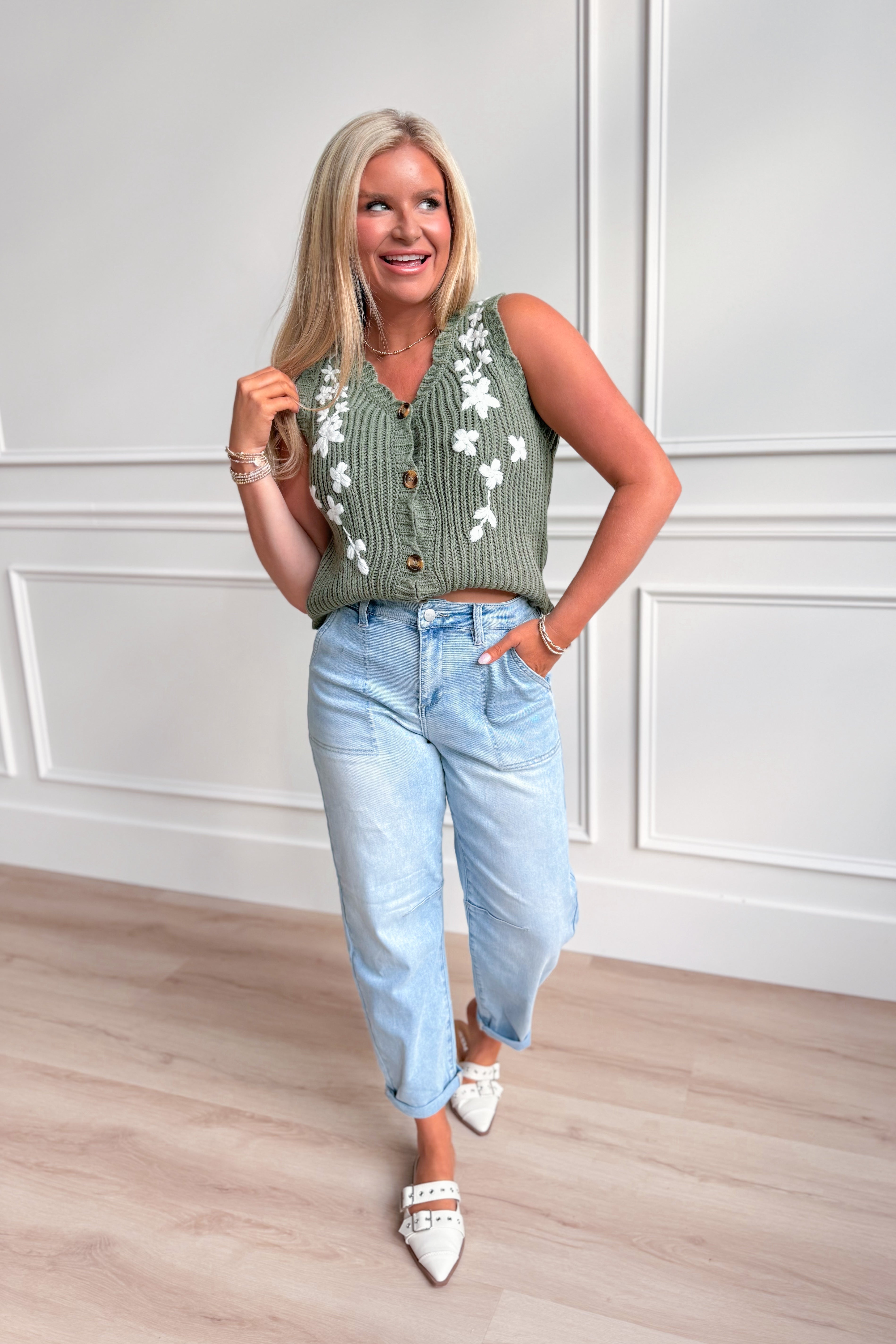 Linda Flower Knit Sweater Vest - Be You Boutique