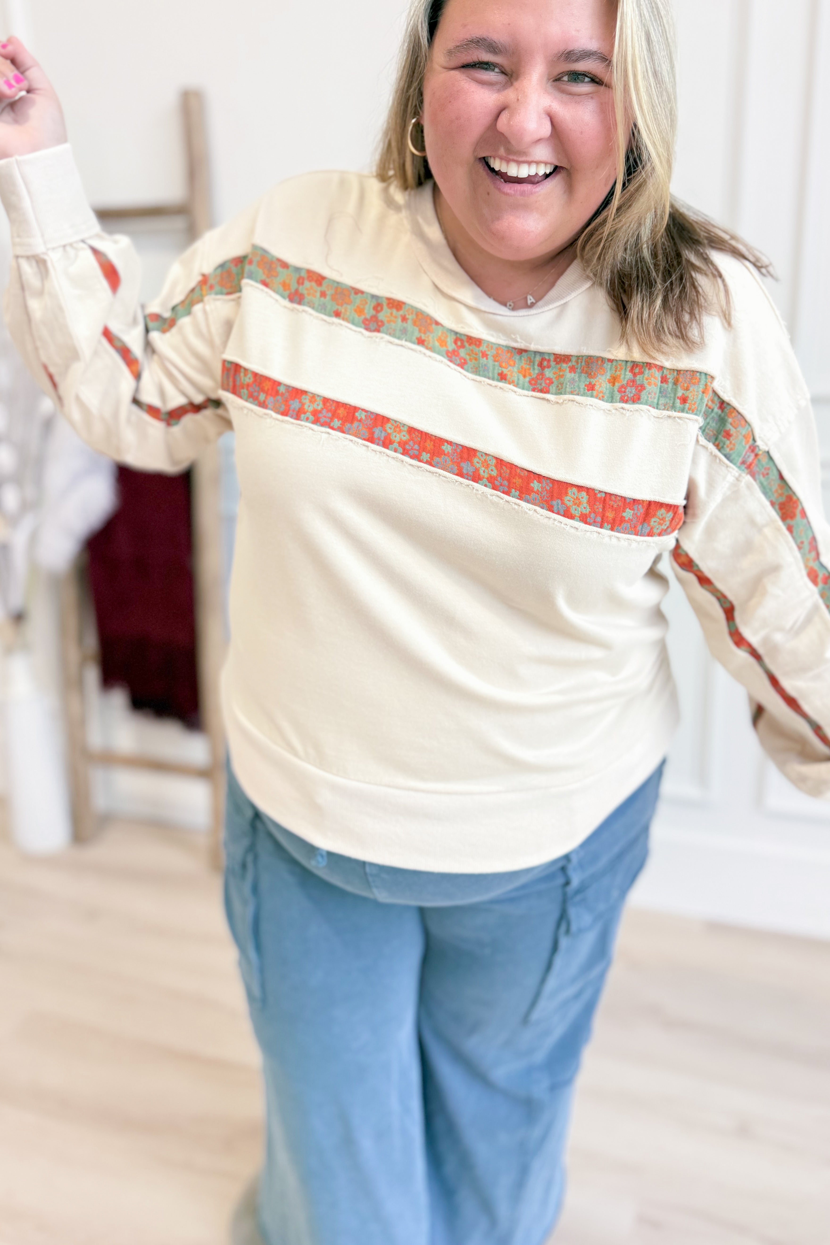 Rebecca Print Mix Washed Pullover - Be You Boutique