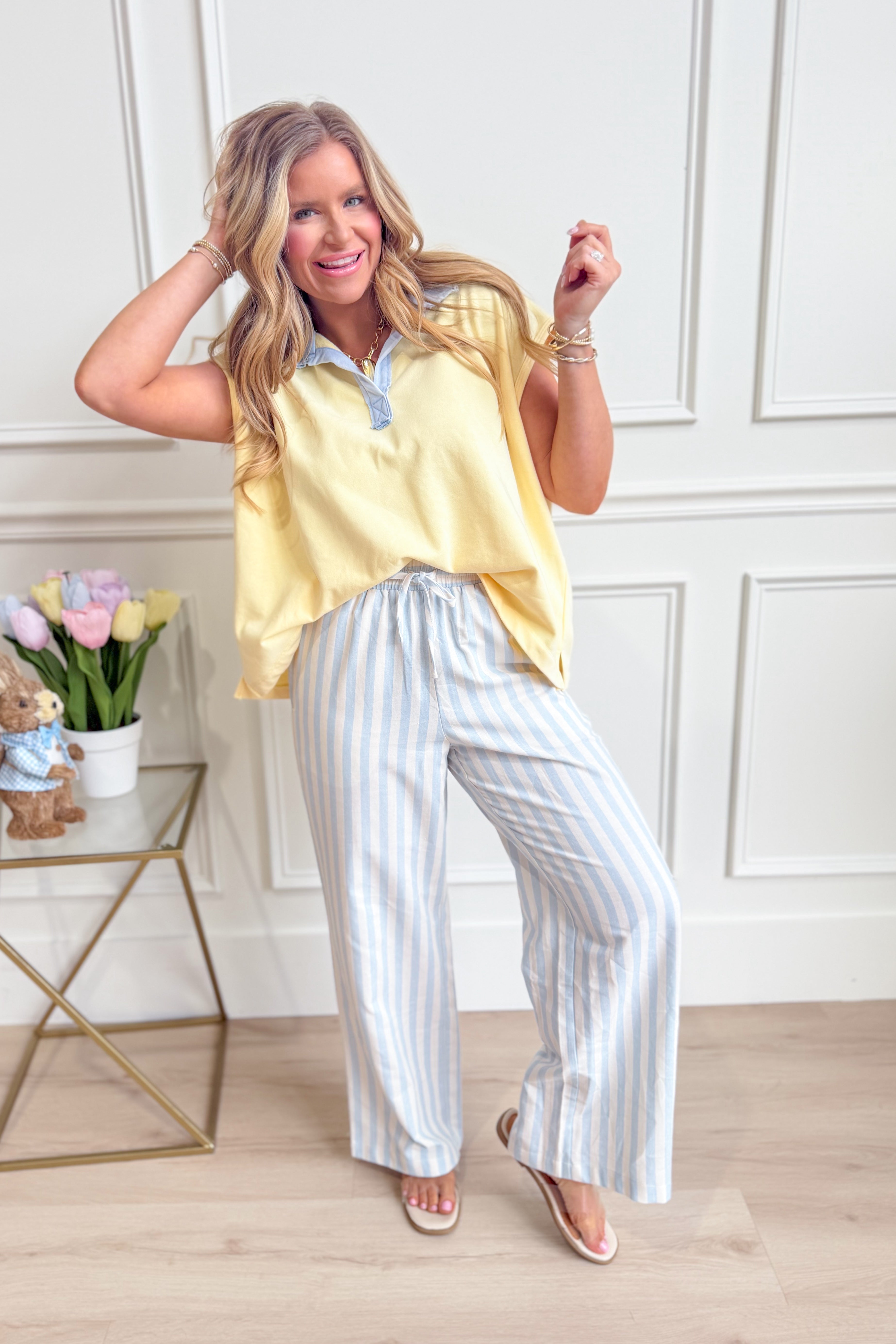 Hannah Striped Straight Leg Pant - Be You Boutique