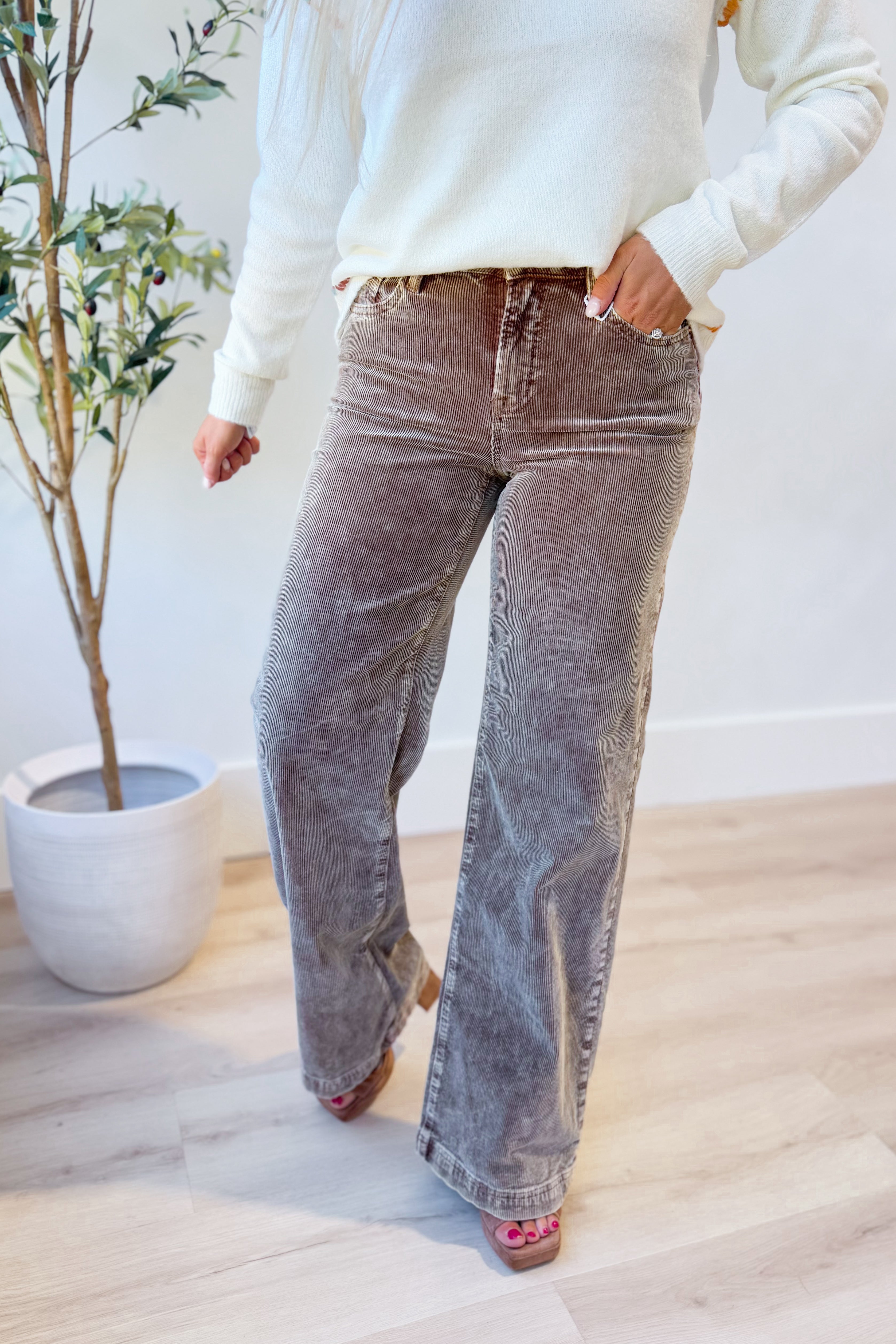 Risen Gary High Rise Wide Leg Corduroy Pant - Be You Boutique