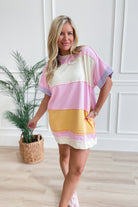 Sonya Striped Oversized Sweatshirt Dress - Be You Boutique