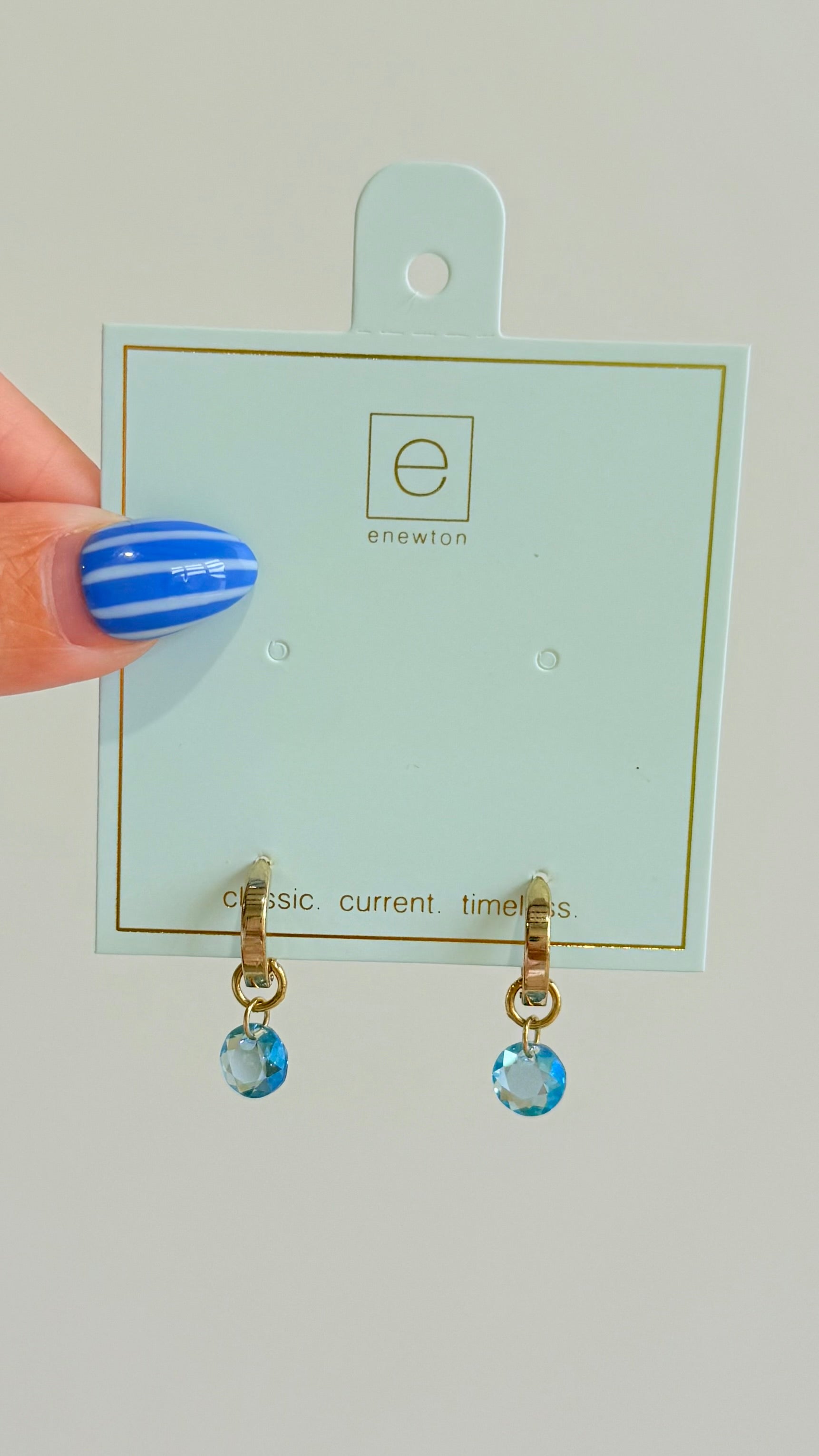 Enewton .5mm classic birthstone huggie earrings in 222 other jewelry style, showcasing small gold hoop design with birthstone accents