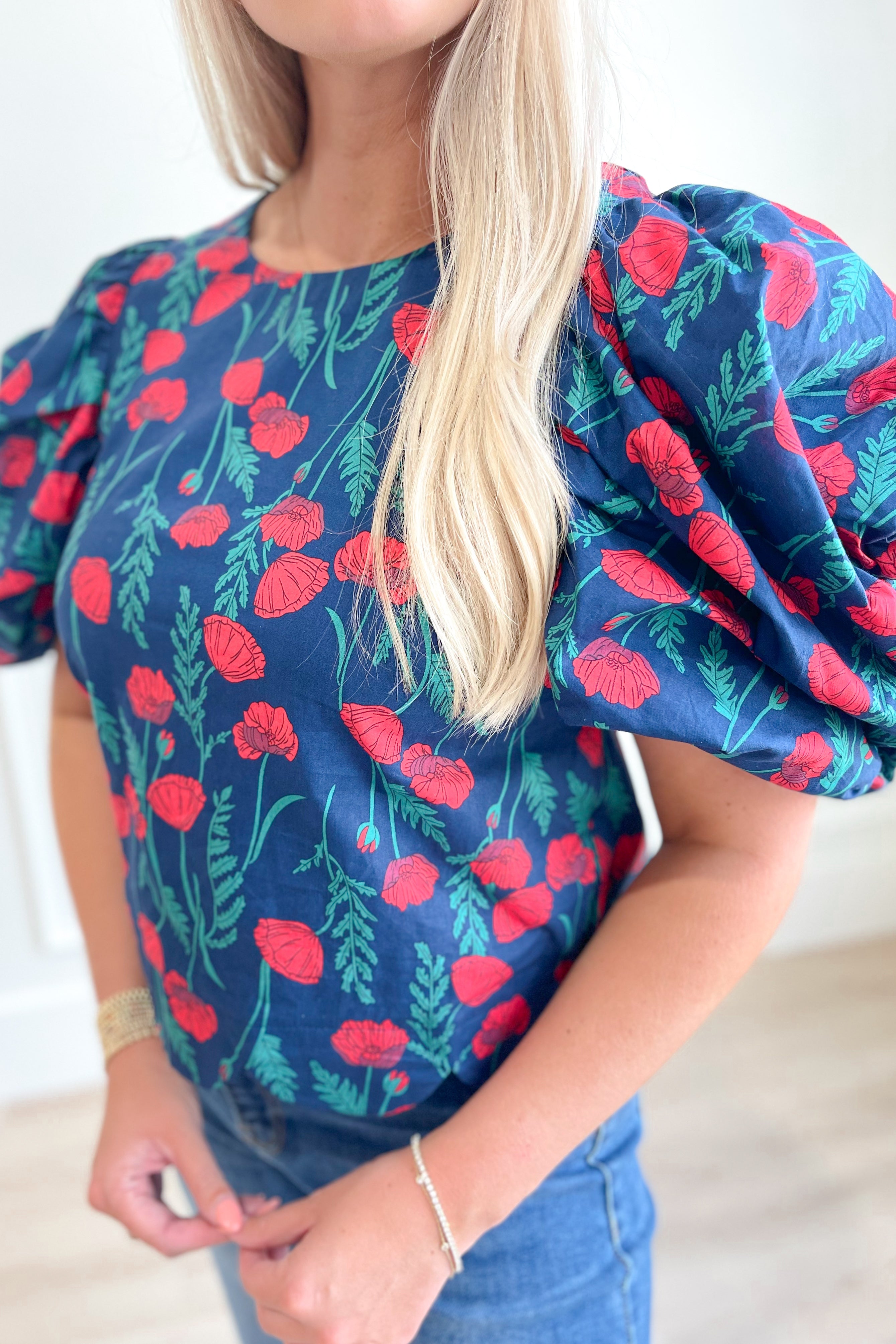Natalie Floral Puff Sleeve Top - Be You Boutique