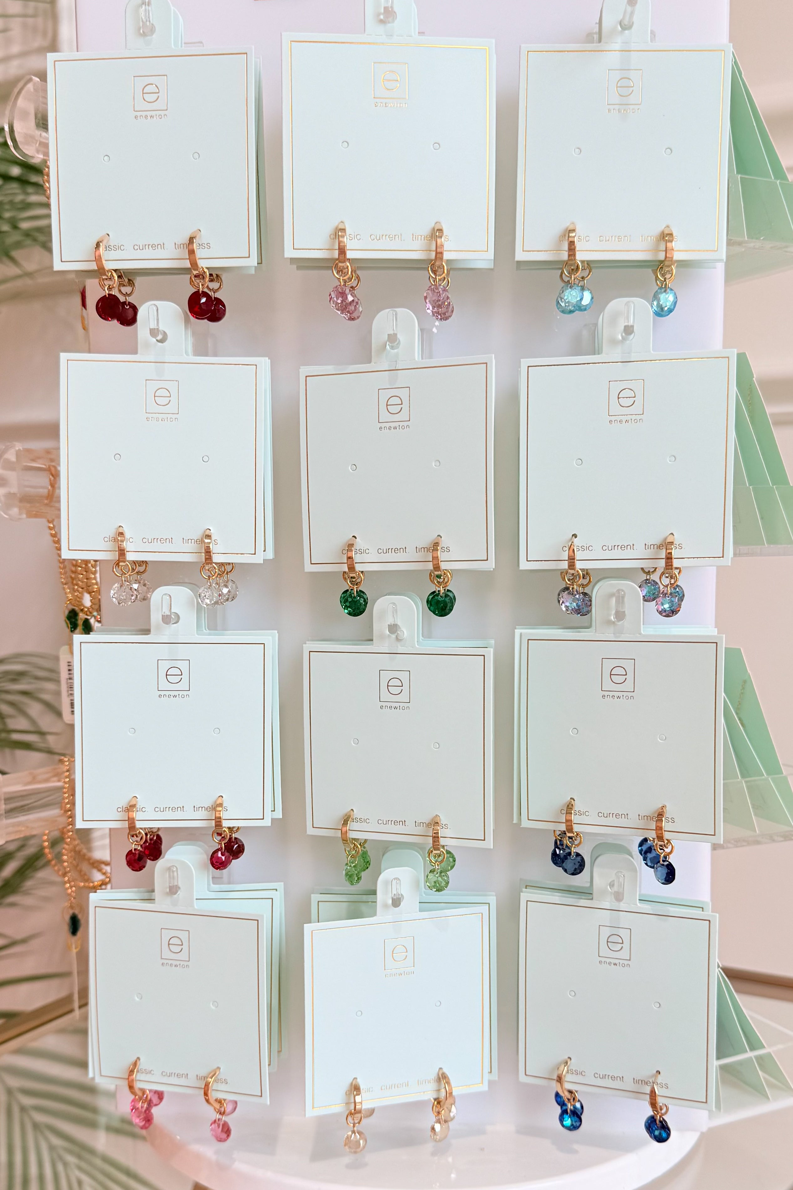 Enewton .5mm Classic Birthstone Huggie earrings in silver with colorful birthstone accents, small and stylish jewelry for pierced ears.