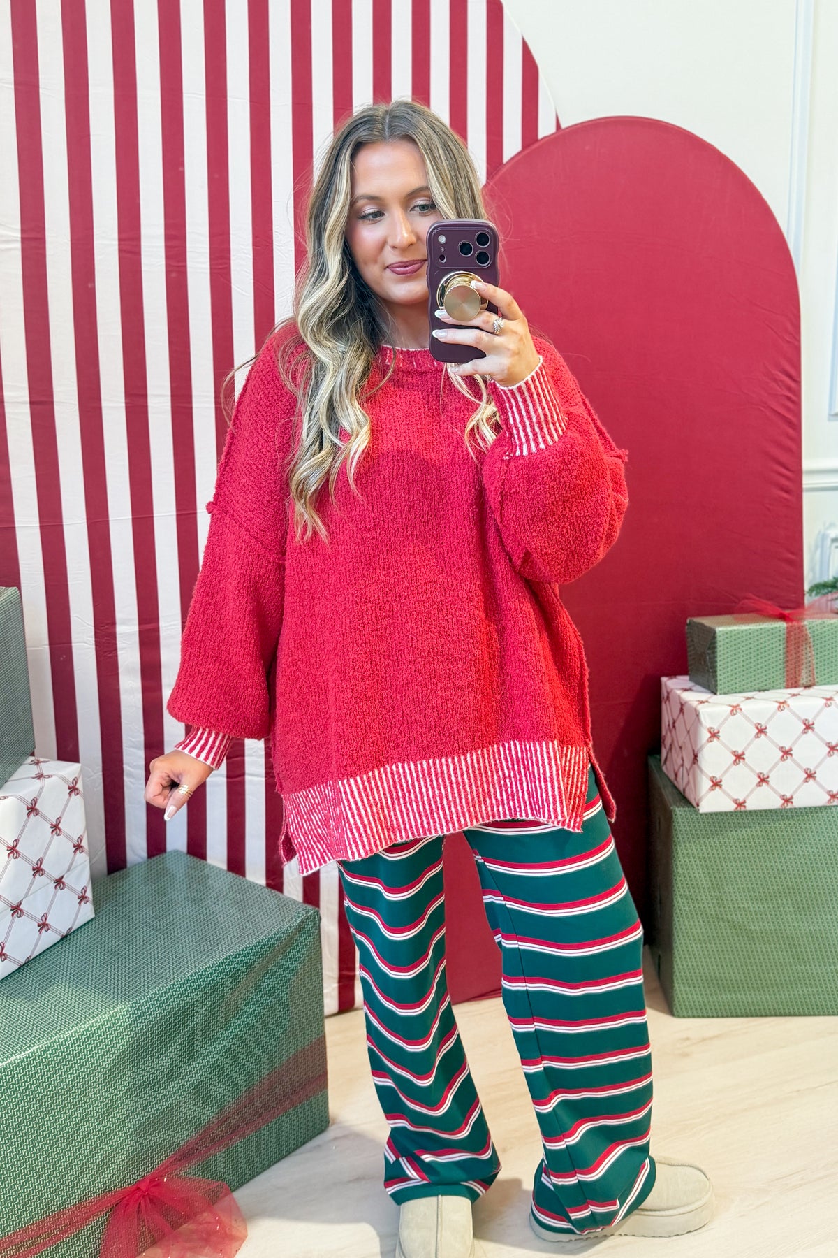 PEACH LOVE Saylor two-toned oversized fall sweater in a relaxed silhouette