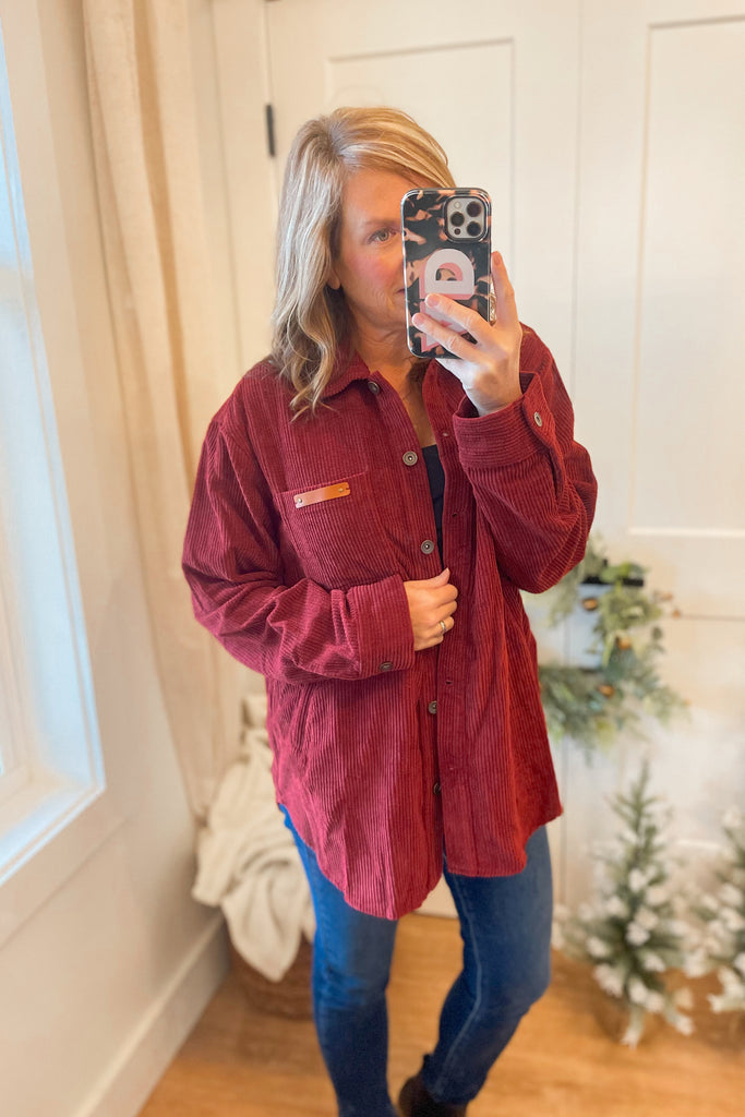 Bobby Loose Fit Corduroy Shacket Jacket Top - Be You Boutique