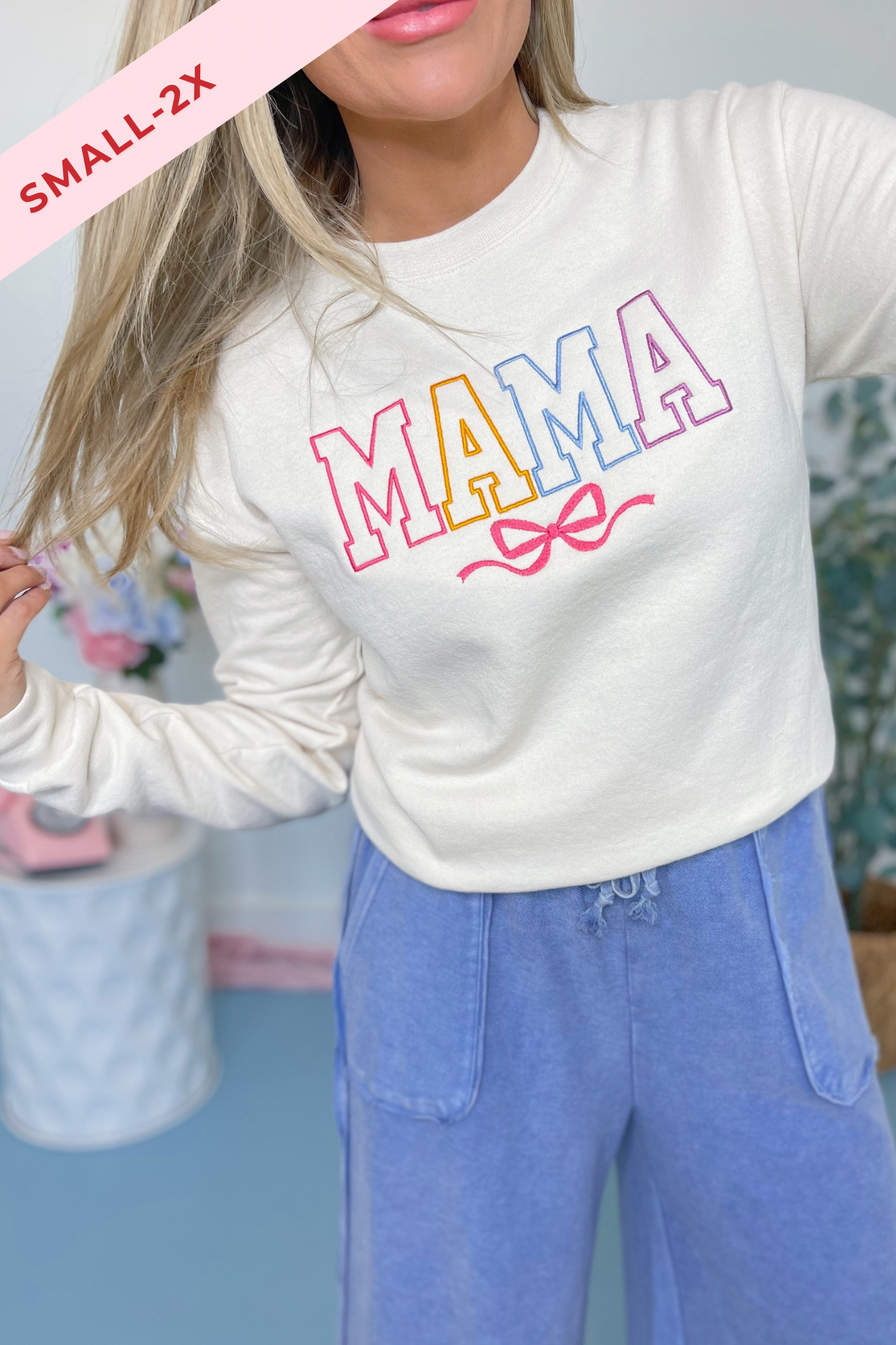 MAMA Embroidered Crewneck Sweatshirt - Be You Boutique