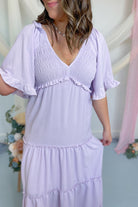 Lettie Flutter Bell Sleeve Maxi Dress - Be You Boutique
