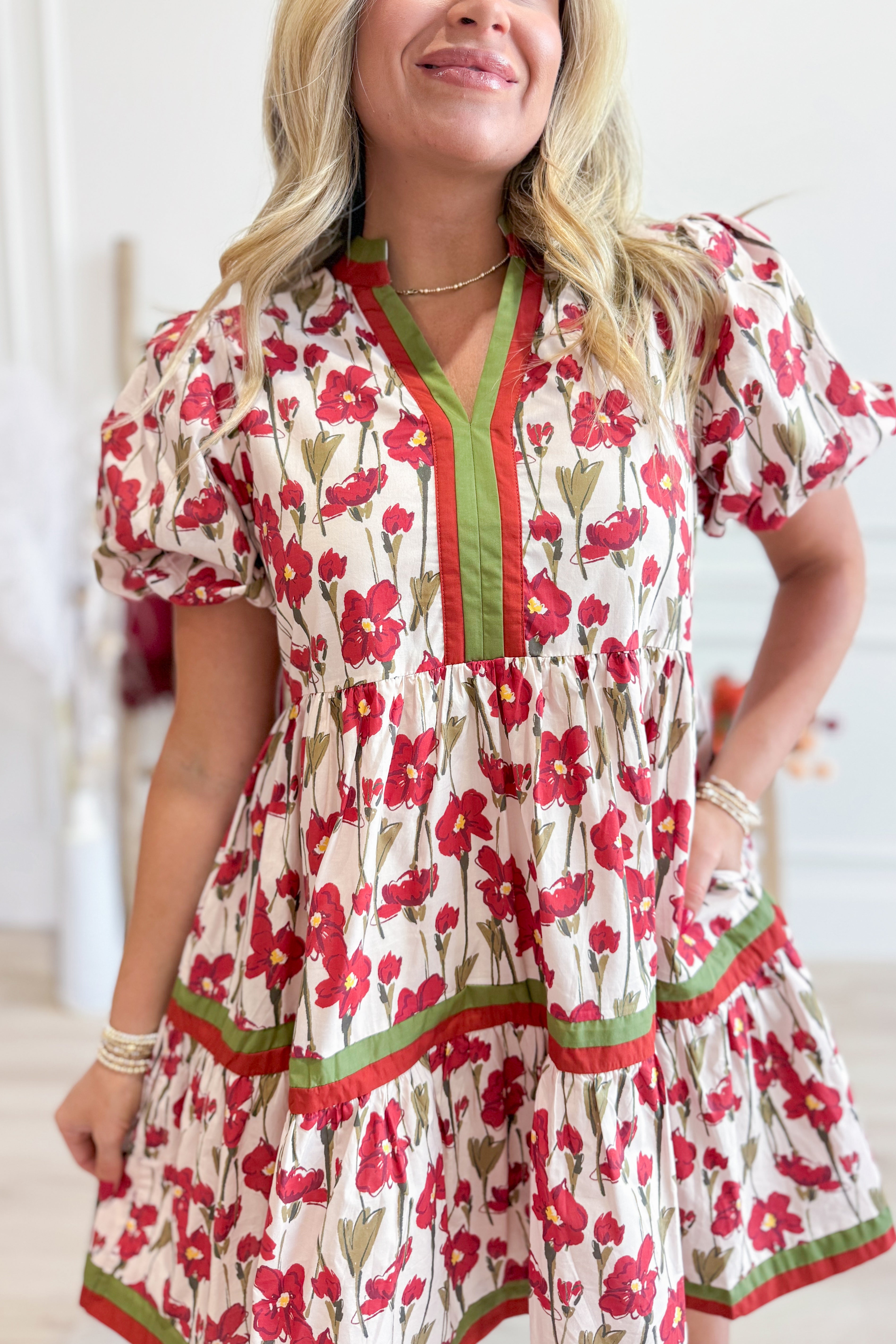 Pamela Floral Puff Sleeve Dress - Be You Boutique