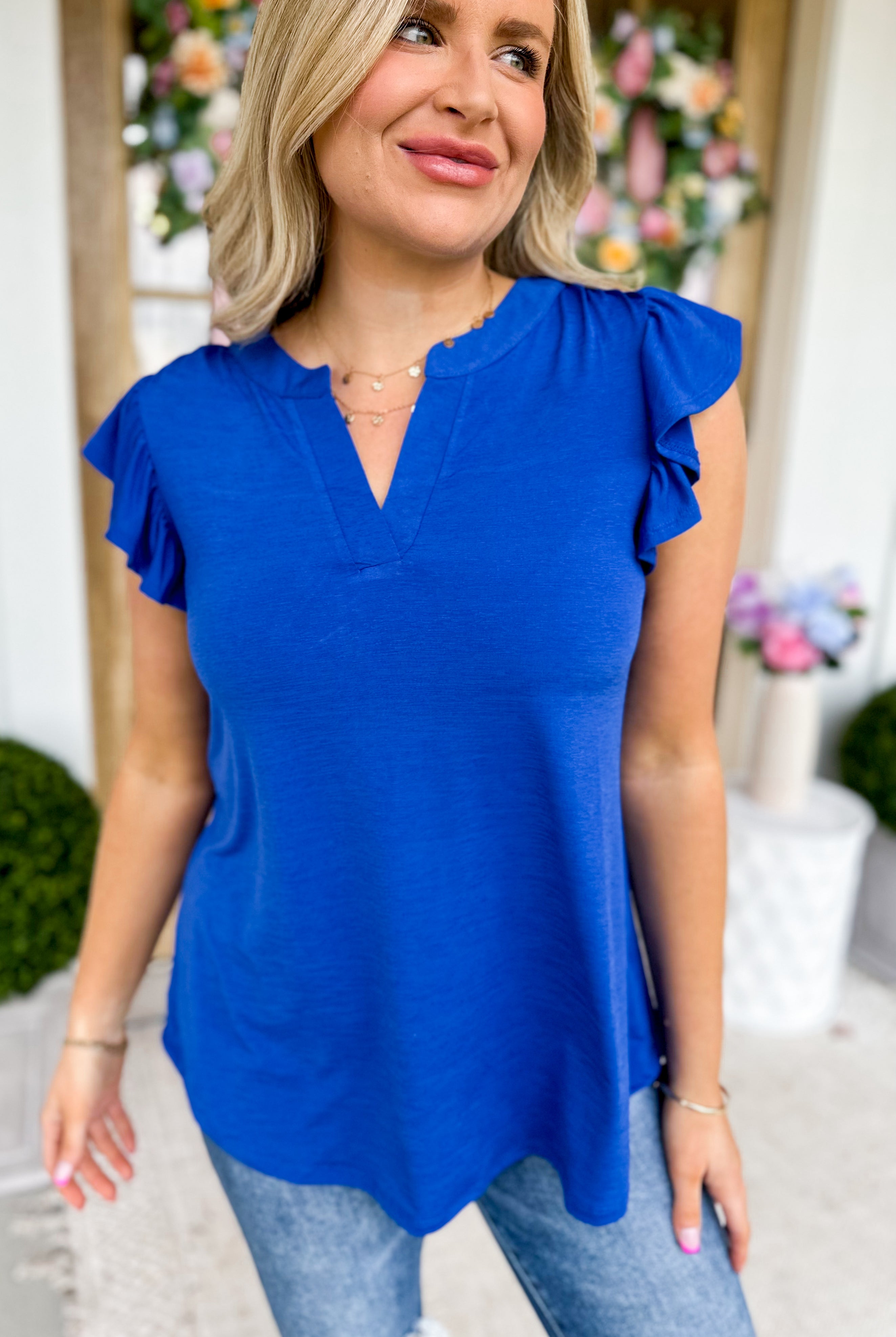 Hudson Flutter Top With China Collar - Be You Boutique