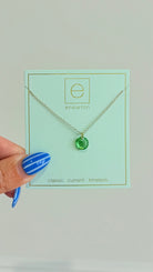 Enewton 16-inch classic birthstone necklace with a sparkling gemstone pendant on a silver chain.
