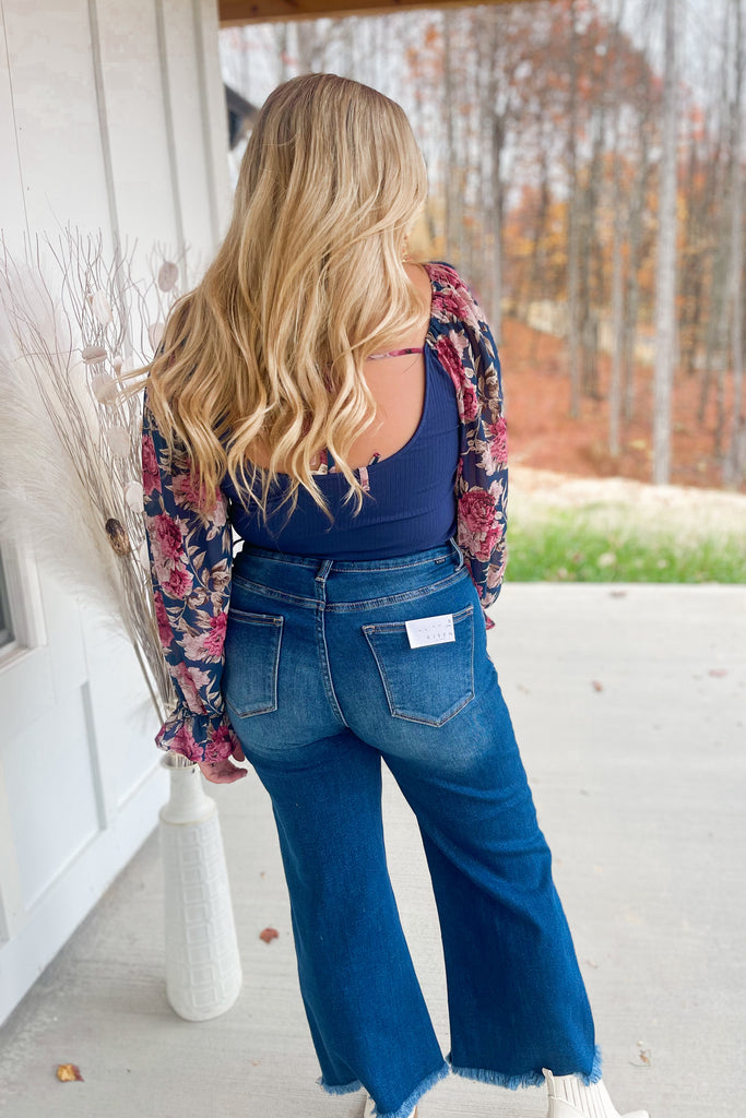 Silas Open Back Floral Bubble Sleeve Bodysuit - Be You Boutique