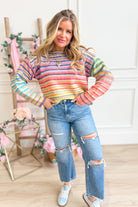 Sophie Multi Striped Round Neck Sweater - Be You Boutique