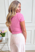 Molly Pink Striped Ribbed Knit Top - Be You Boutique