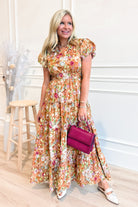 Talara Printed Bubble Sleeve Midi Dress - Be You Boutique