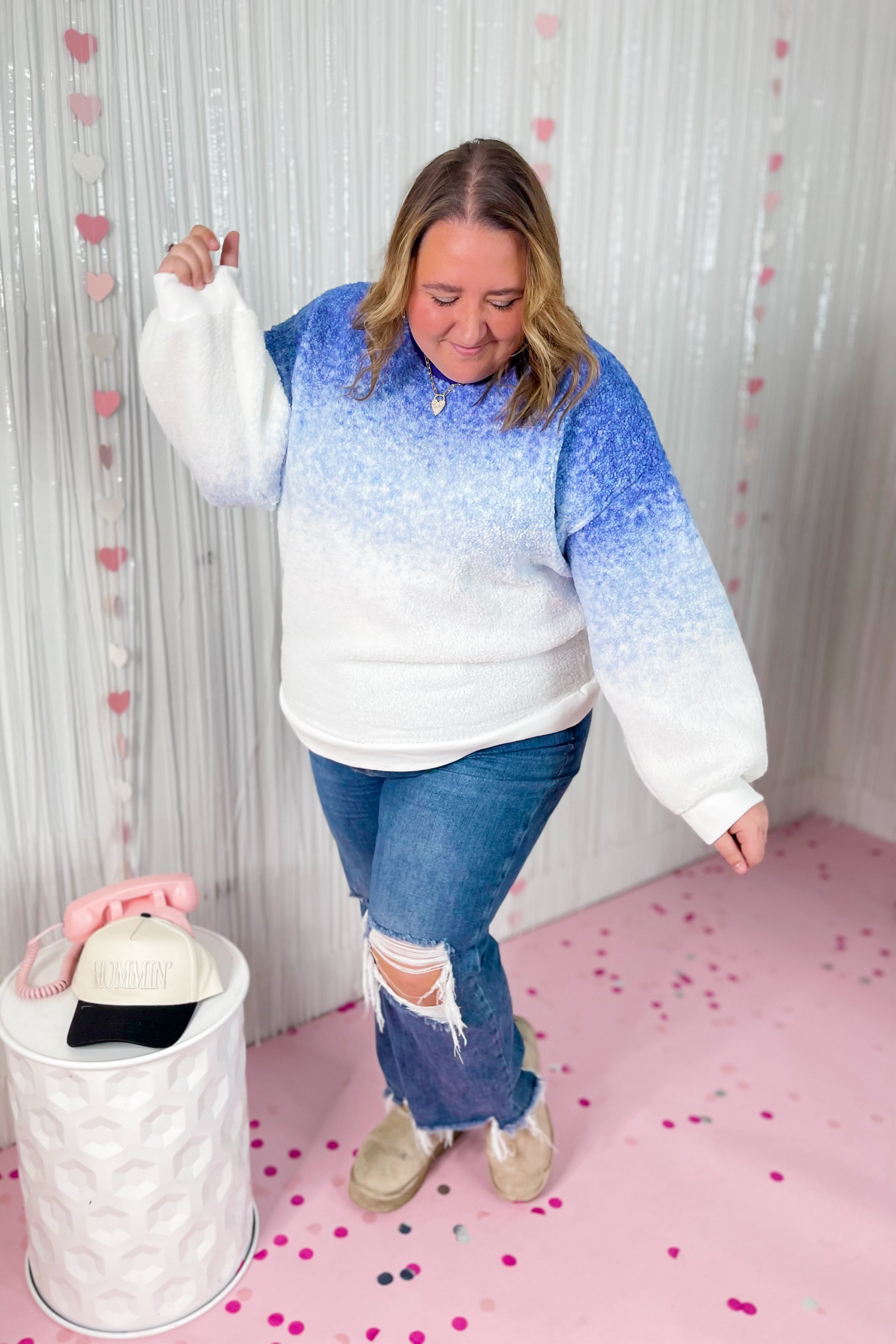 Jess Soft Fleece Ombre Oversized Pullover Top - Be You Boutique