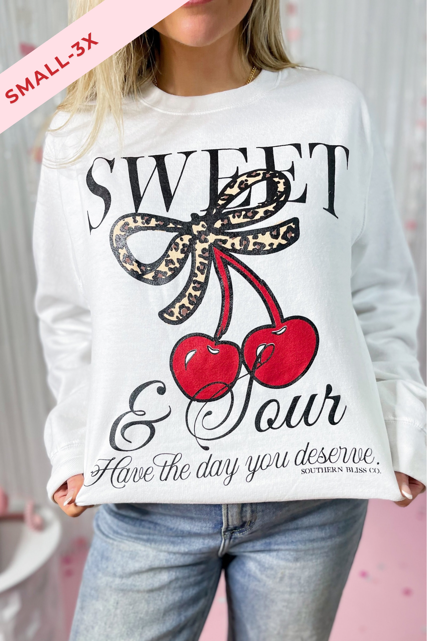 Sweet & Sour Cherry Crew Neck Graphic Sweatshirt  *FINAL SALE* - Be You Boutique