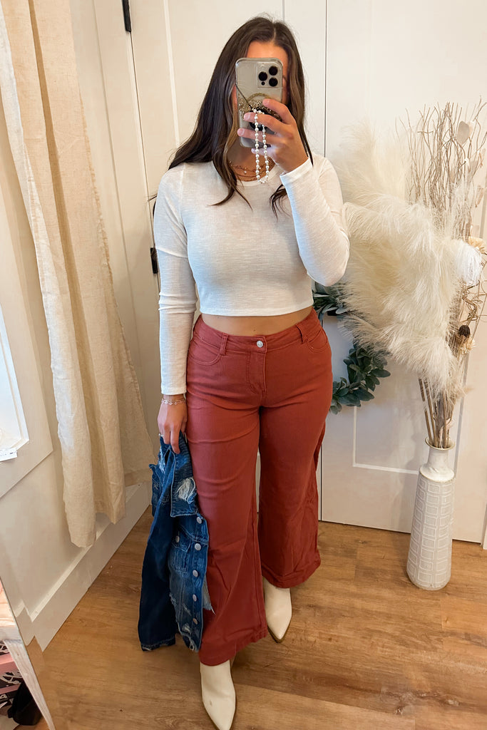 Dara Acid Wash High Rise Wide Leg Pant - Be You Boutique