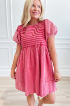 Shea Short Sleeve Pintuck Twill Dress - Be You Boutique