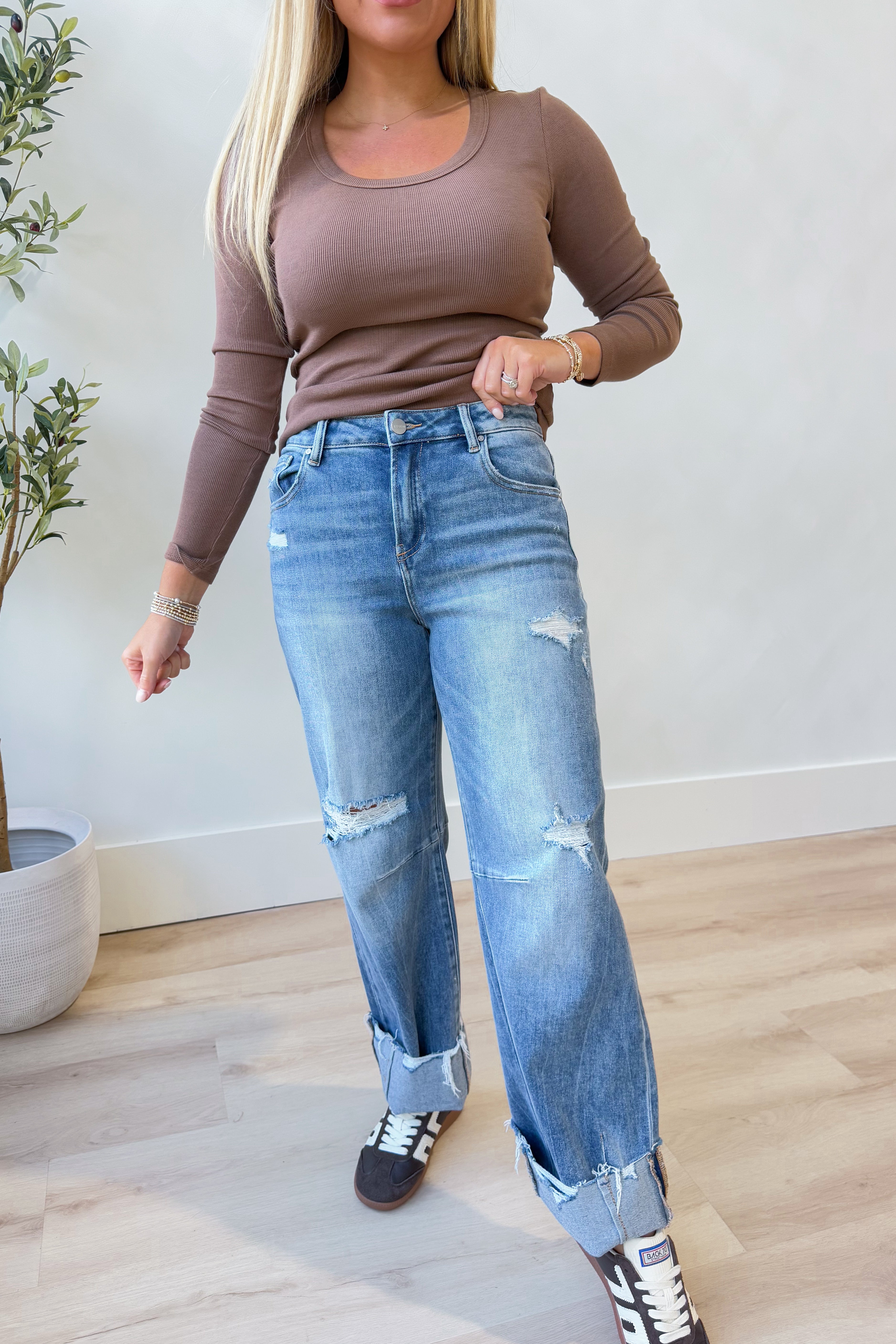 Risen Carter Mid Rise Baggy Wide Leg Jeans [0-3X] - Be You Boutique