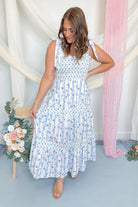 Spring Love Cotton Poplin Floral Tie Shoulder Maxi Dress - Be You Boutique