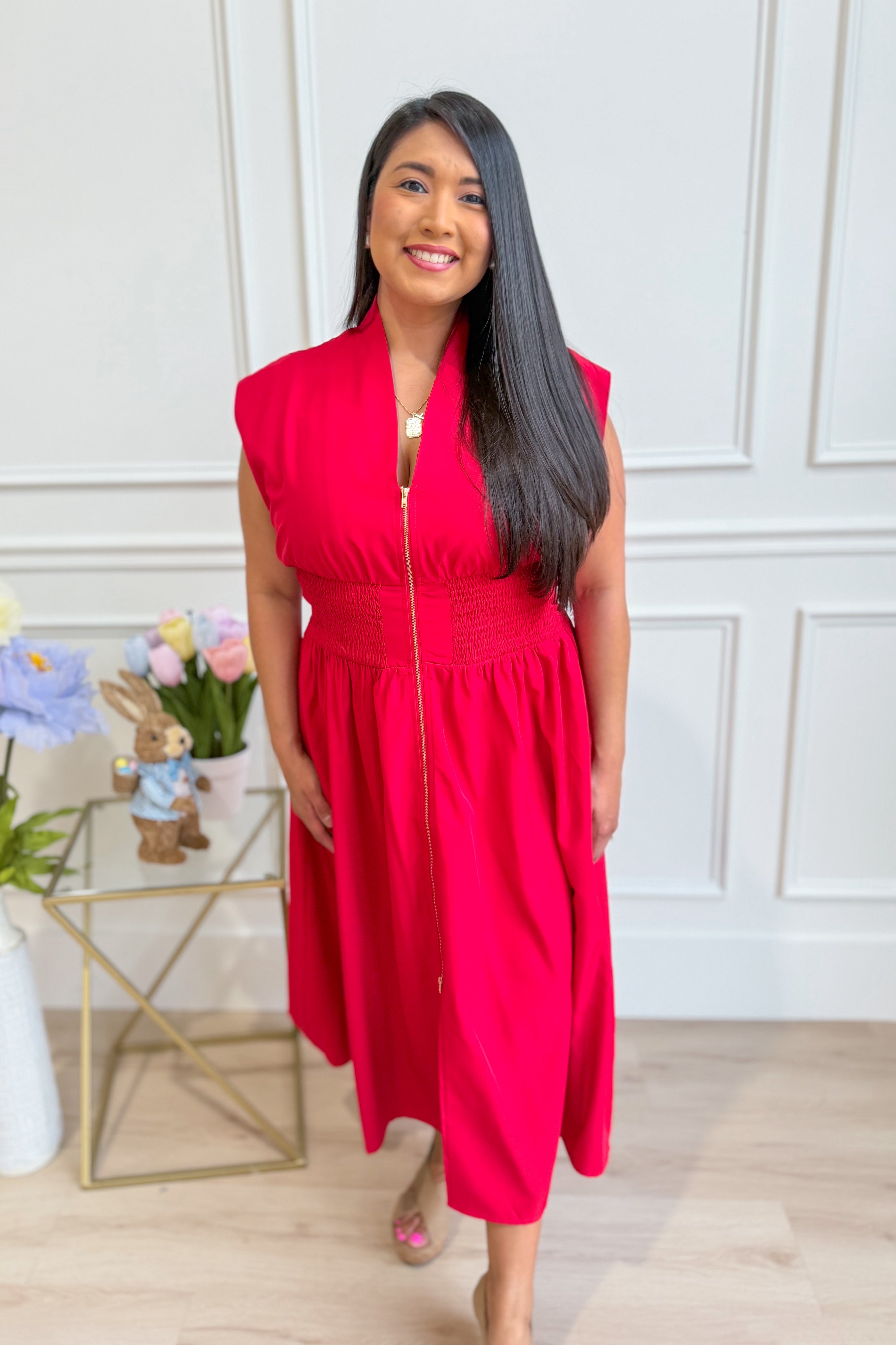 Sally Zip Up Midi Dress - Be You Boutique