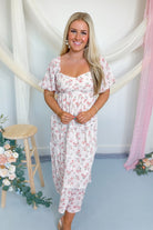 Sharon Floral Square Neck Line Midi Dress - Be You Boutique