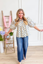 Eleanor Striped Contrasted Trim Floral Top - Be You Boutique