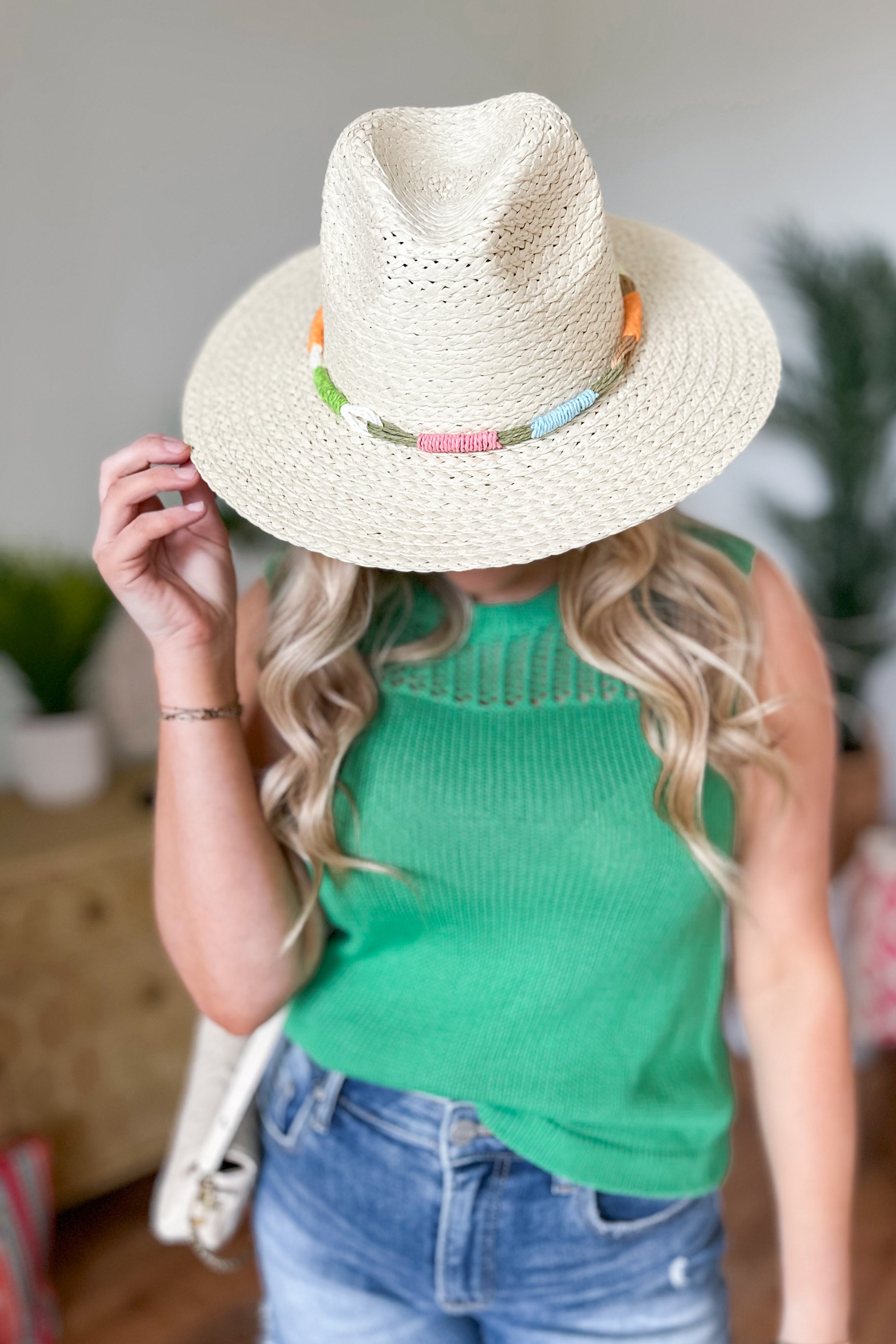 Sally Multi Color Straw Band Hat - Be You Boutique