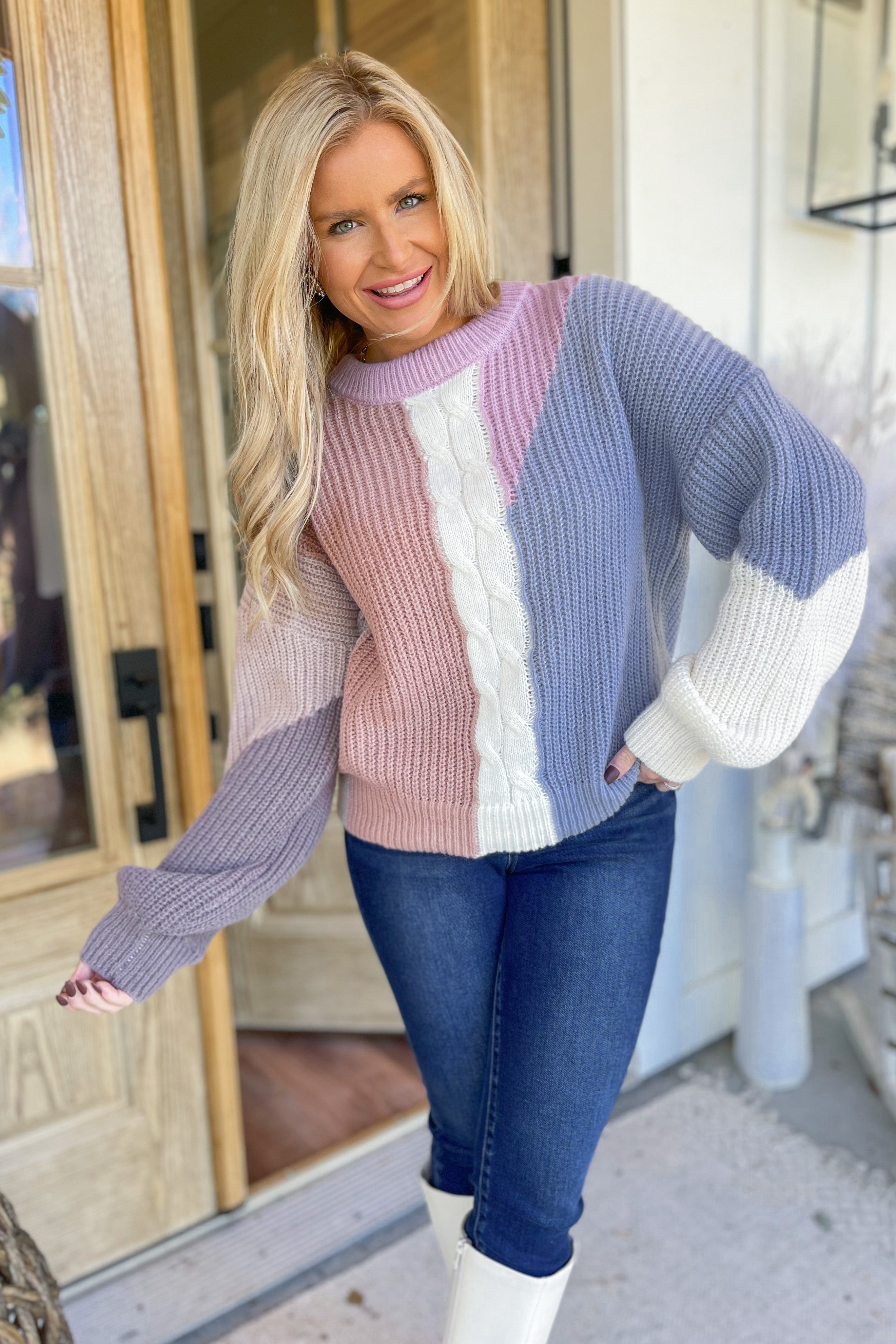Carrie Oversized Long Sleeve Color Block Sweater