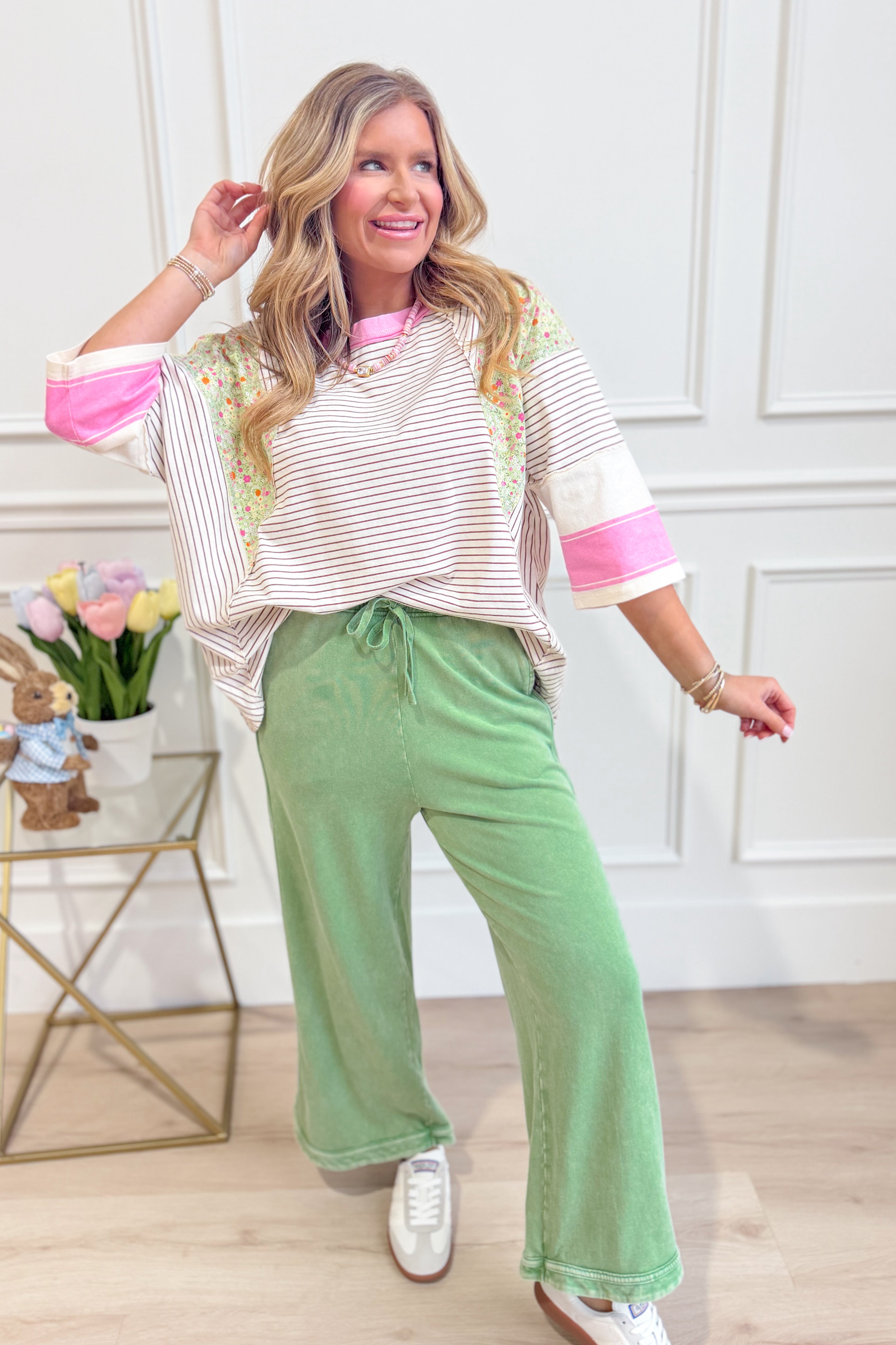 Jessie Natural Patchwork Casual Top - Be You Boutique