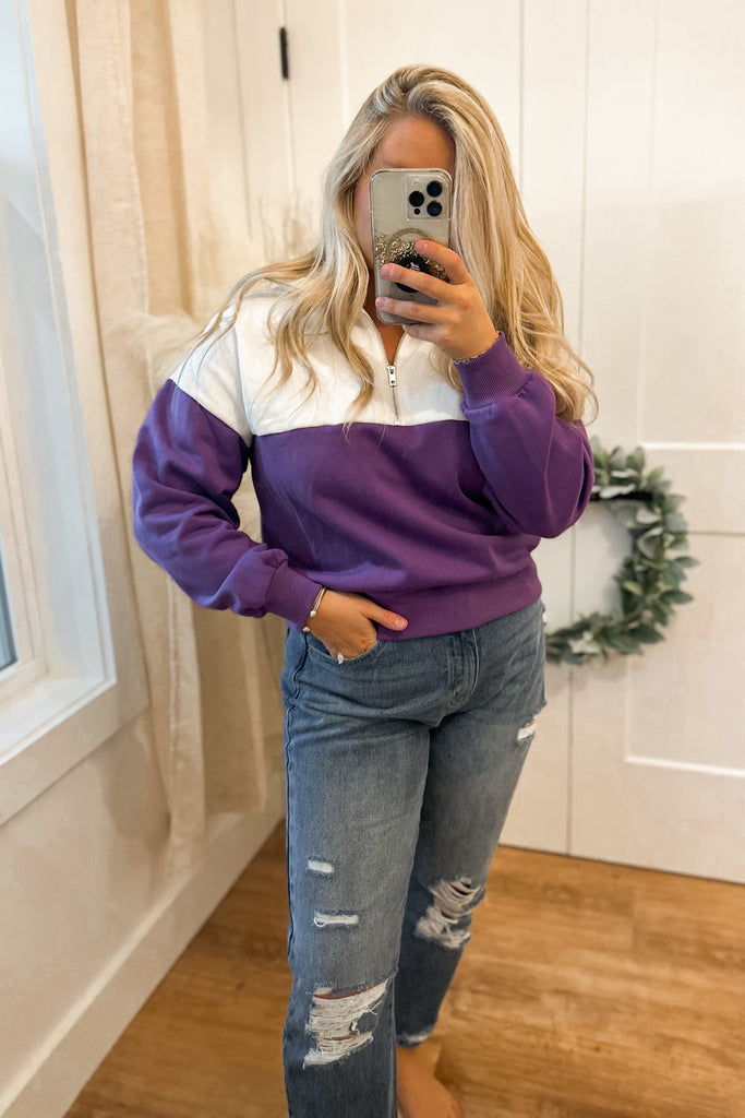 Jordan Quarter Zip Collared Color Block Sweatshirt - Be You Boutique