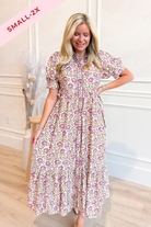 Sylvia Scallop Trim Puff Sleeve Midi Dress - Be You Boutique