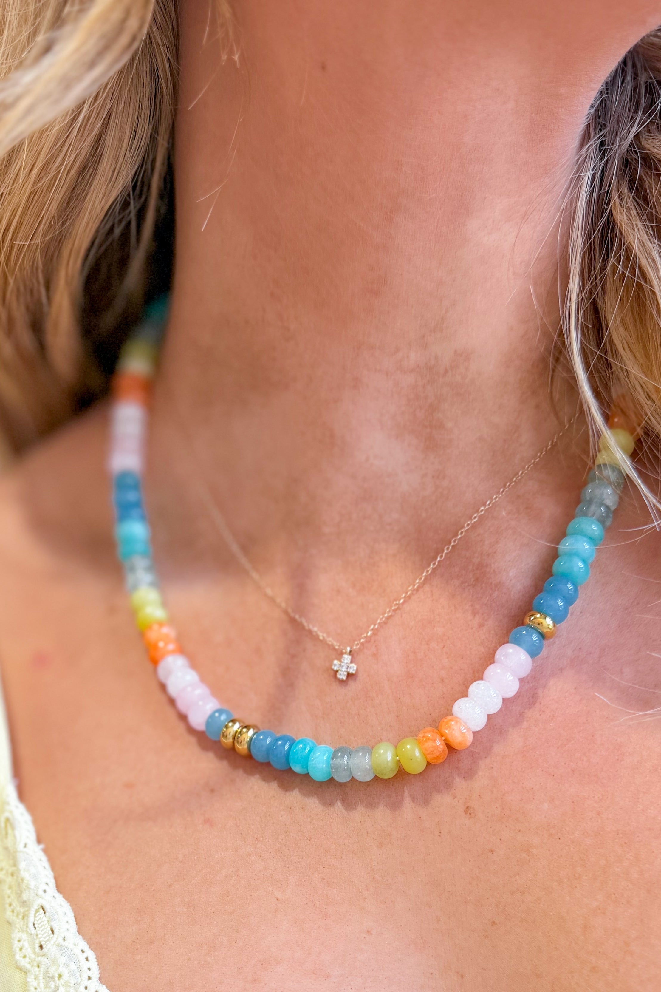 Treasure Jewels Sunshine Girl gemstone necklace featuring a vibrant yellow gemstone pendant on a delicate chain.