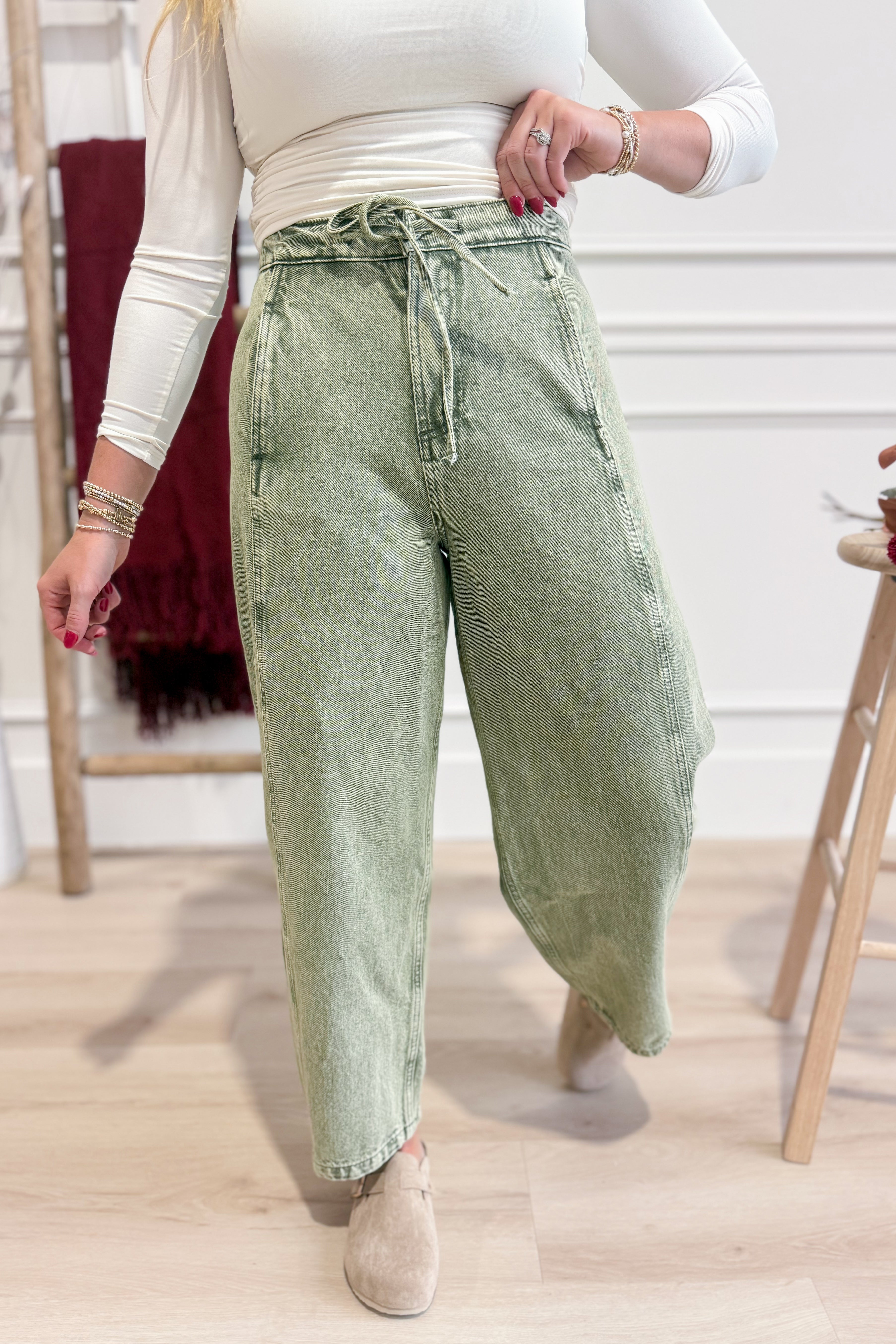 Aiden Mineral Washed Barrel Pant - Be You Boutique