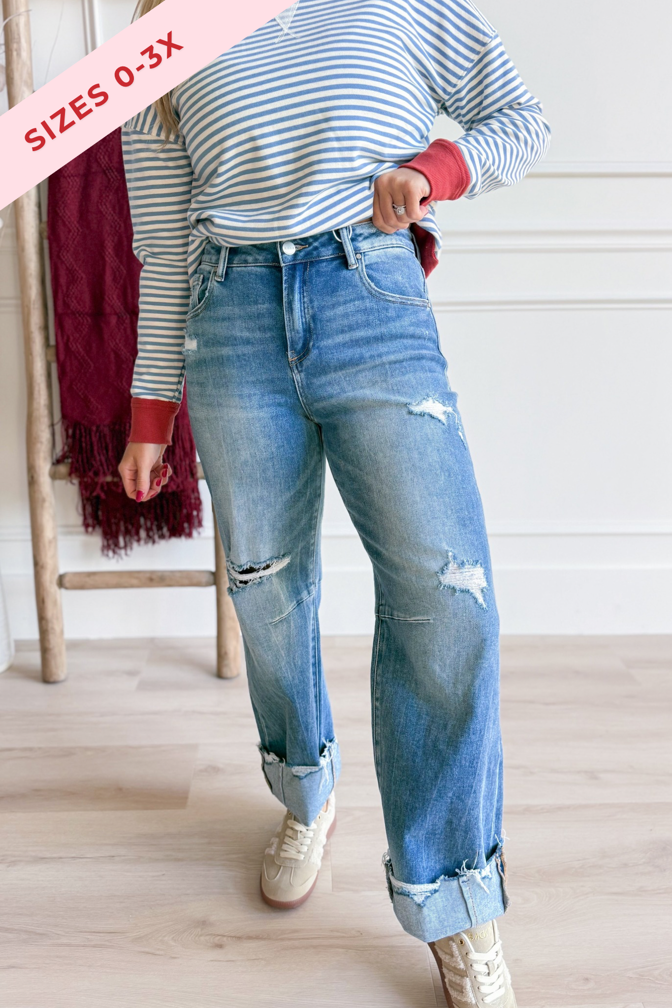 Risen Carter Mid Rise Baggy Wide Leg Jeans [0-3X] - Be You Boutique