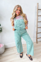 Mineral washed barrel overalls from PEACH LOVE's Ruth Twill 147 Novelty Jeans collection, featuring a relaxed fit and classic denim look.